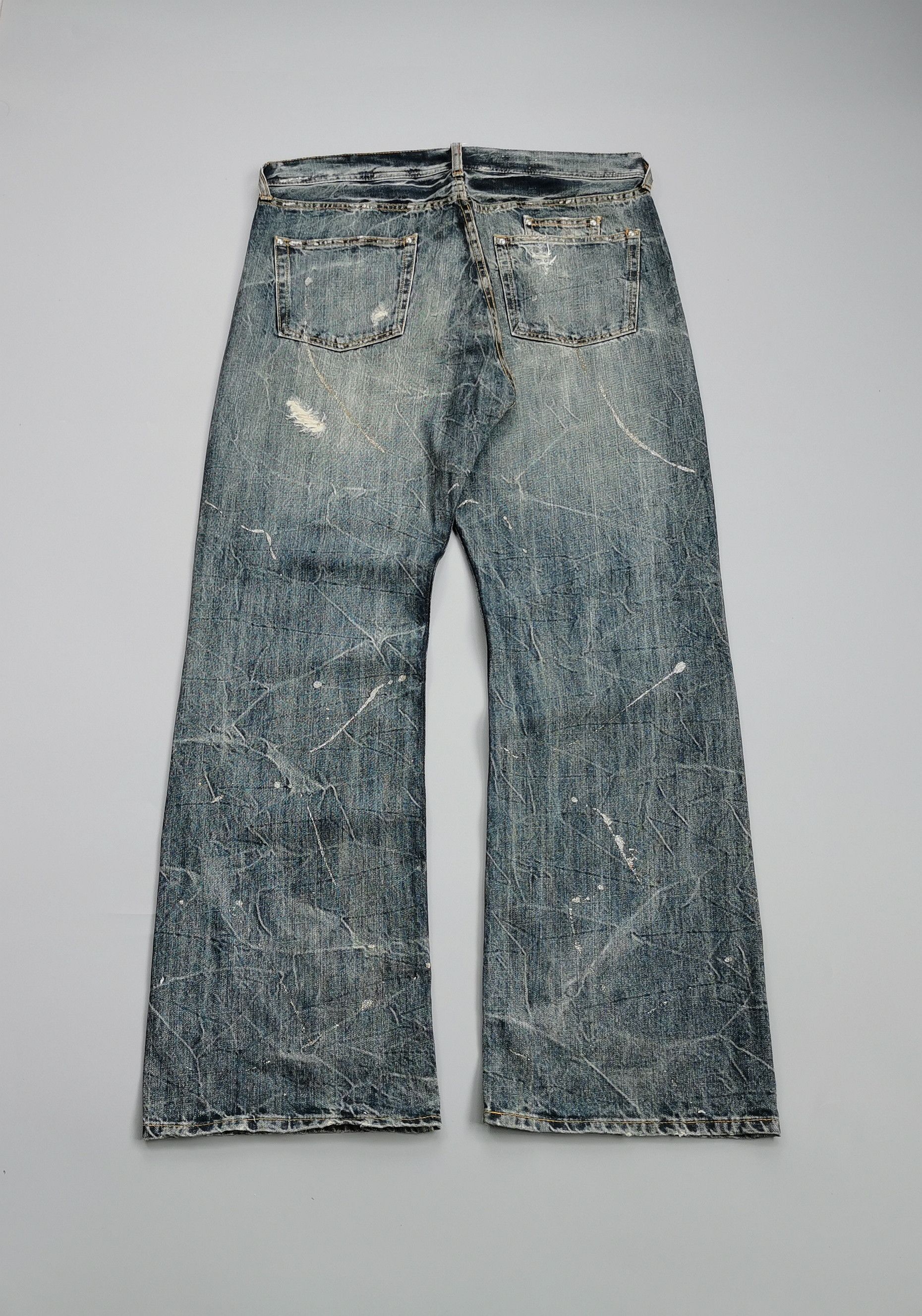 Le Grande Bleu (L.G.B.) Avant Garde Flared Thrashed Ripped Paint Splatter Denim Size US 36 / EU 52 - 3 Thumbnail