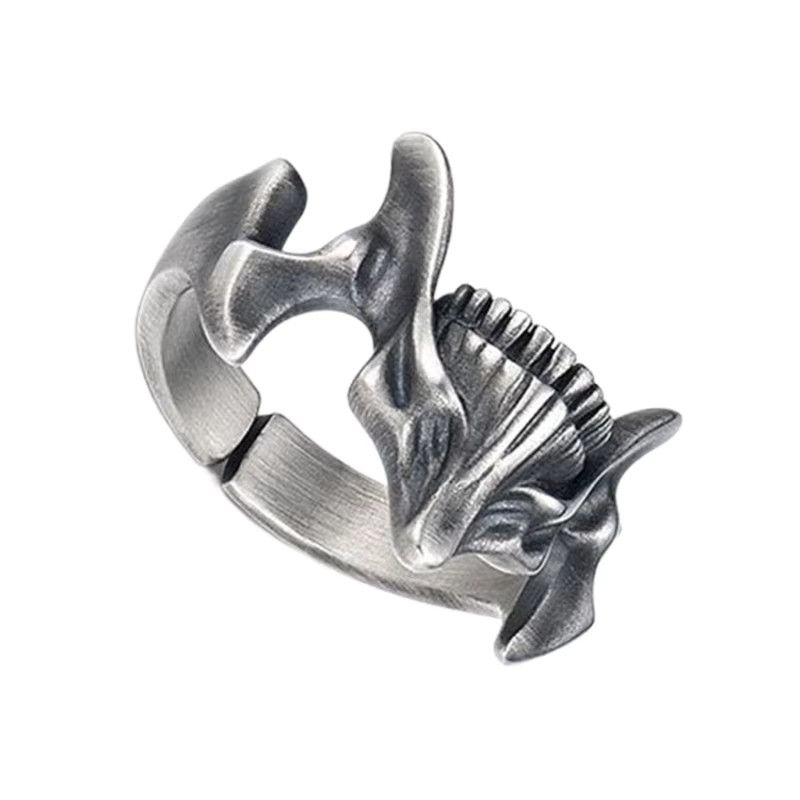 Jewelry Retro Silver Black Skull Rings Sophisticated Size ONE SIZE - 3 Thumbnail