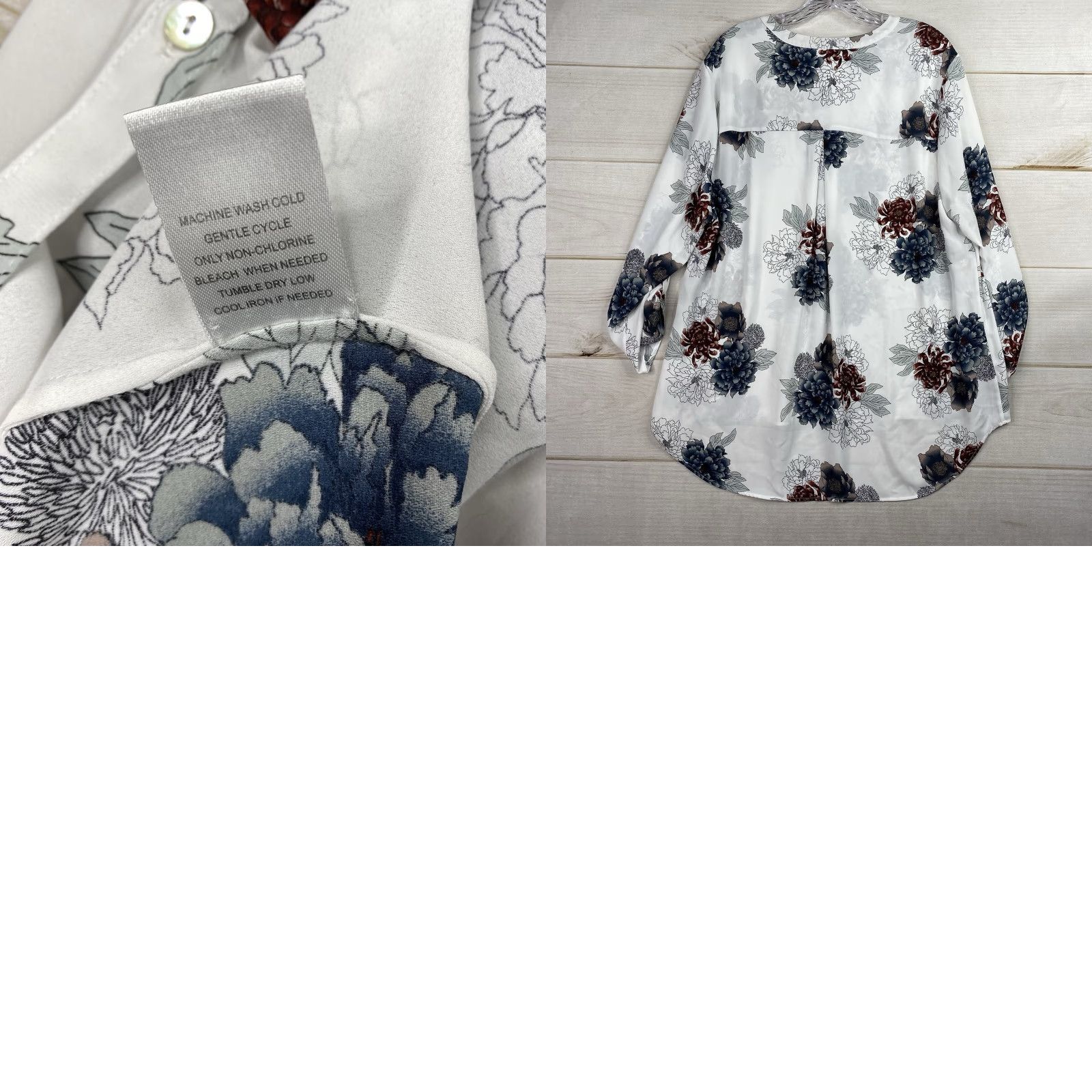 Vintage Daniel Rainn Top Womens XXL White Floral Roll Tab Sleeve Boho Flowy Size XXL / US 16-18 / IT 52-54 - 8 Thumbnail