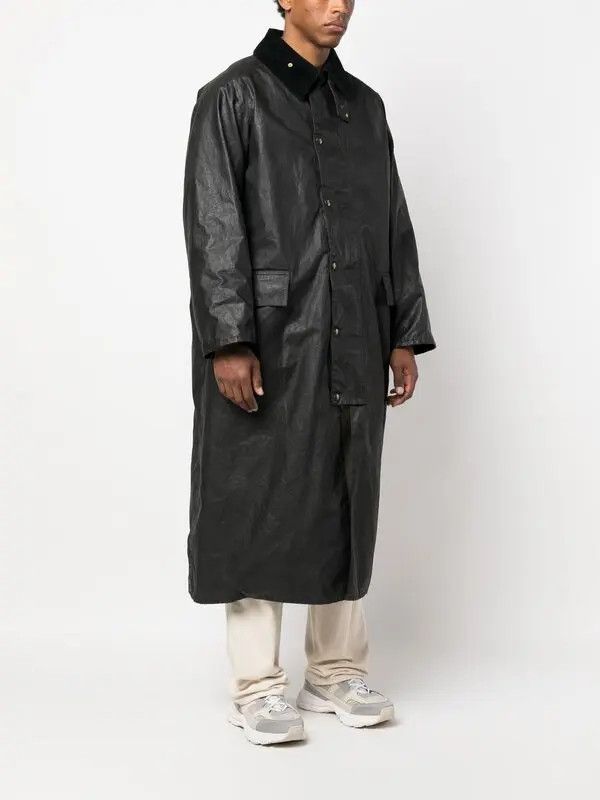 Maison Margiela o1loc1c1125 Waxed Cotton-blend Trench Coat in Black Size US L / EU 52-54 / 3 - 3 Thumbnail