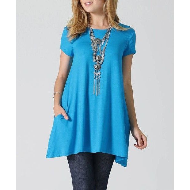 Other A-Line Tunic With Side Pockets Small Short Sleeves Bright Bl Size S / US 4 / IT 40 - 1 Preview