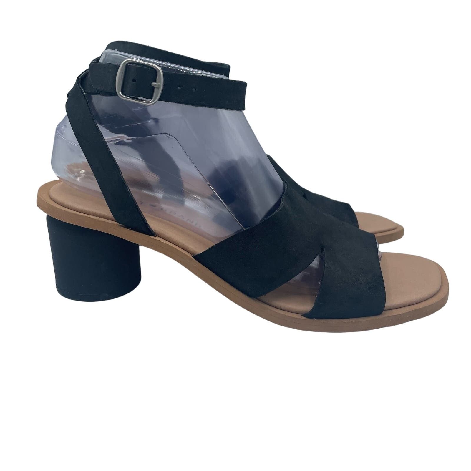 Lucky Brand Lucky Brand Pemal Black Leather Sandals Heels 9 Size US 9 / EU 42 - 2 Thumbnail