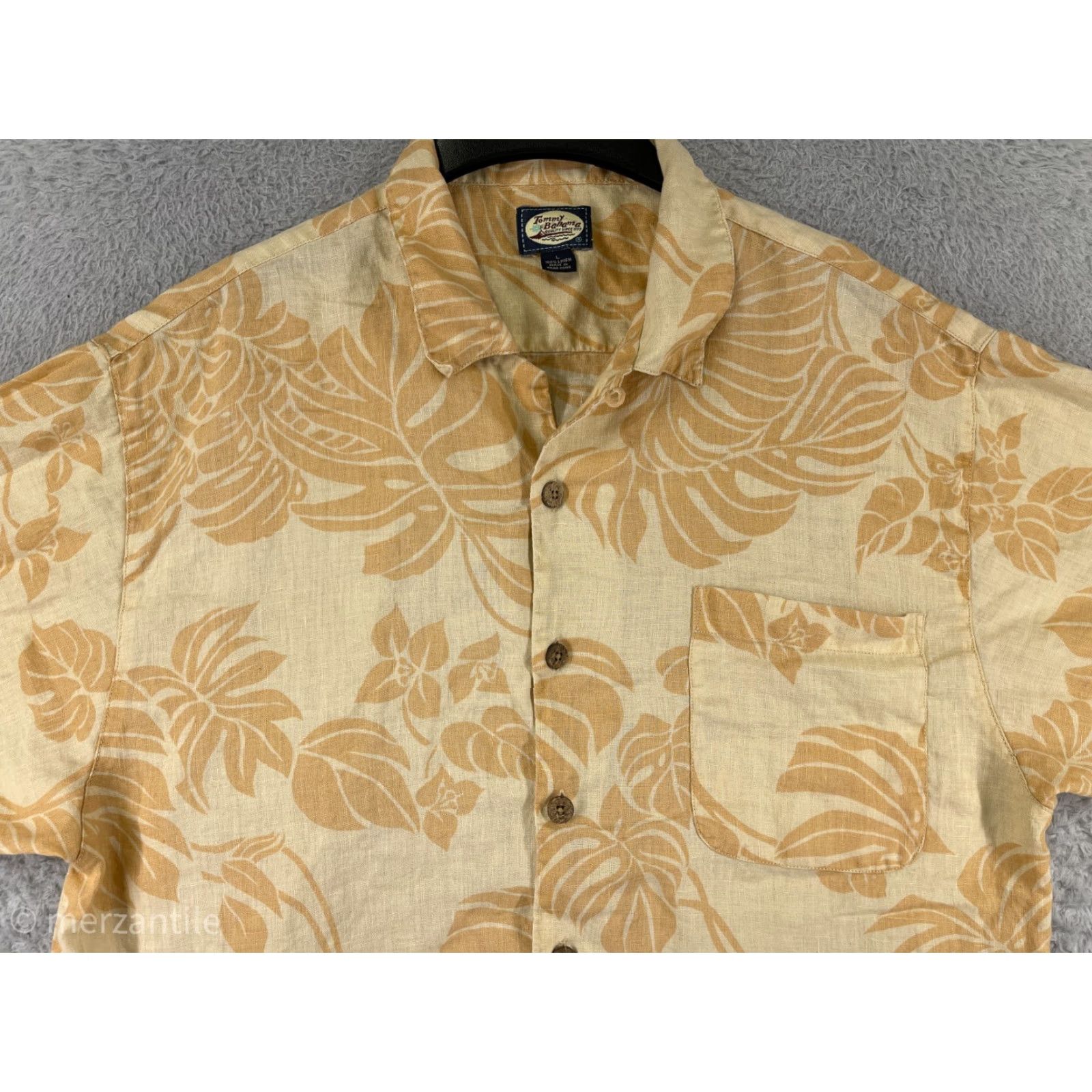 Tommy Bahama Tommy Bahama Shirt Men Large Orange Linen Floral Button-Up Beach Resort Vacation Size US L / EU 52-54 / 3 - 4 Thumbnail