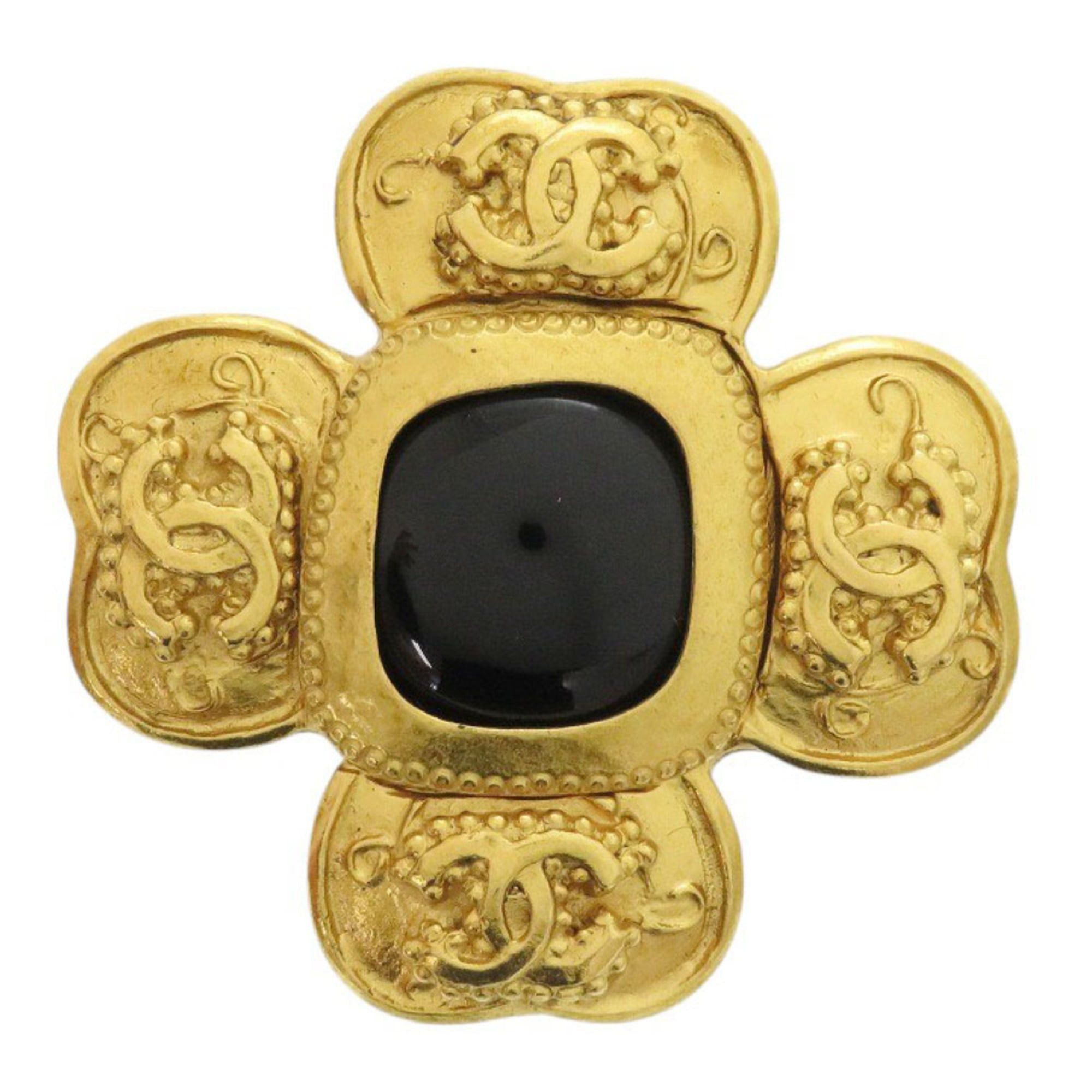 Chanel Excellent condition Chanel Coco Mark Vintage 96A Clover Stone Metal Gold Brooch 1481CHANEL Size ONE SIZE - 1 Thumbnail