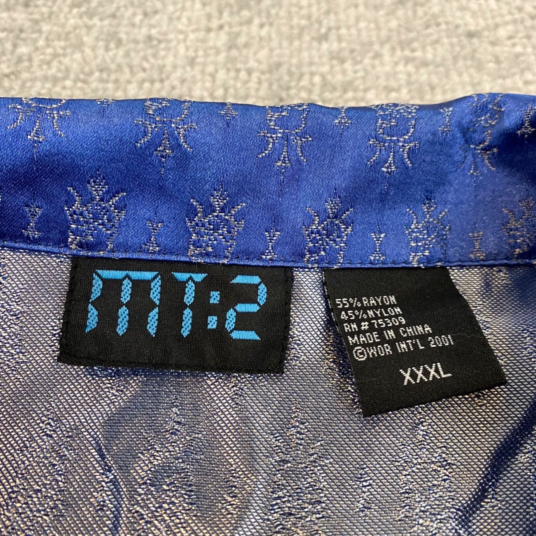 Vintage VINTAGE MT:2 Shirt Mens 3XL Blue All Over Skull Print Grunge Shiny Sword Button Up Y2K Size US M / EU 48-50 / 2 - 2 Thumbnail