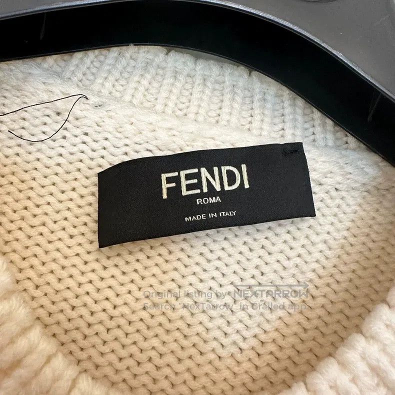 Fendi Patterned Logo Lettering Knit Wool Sweater