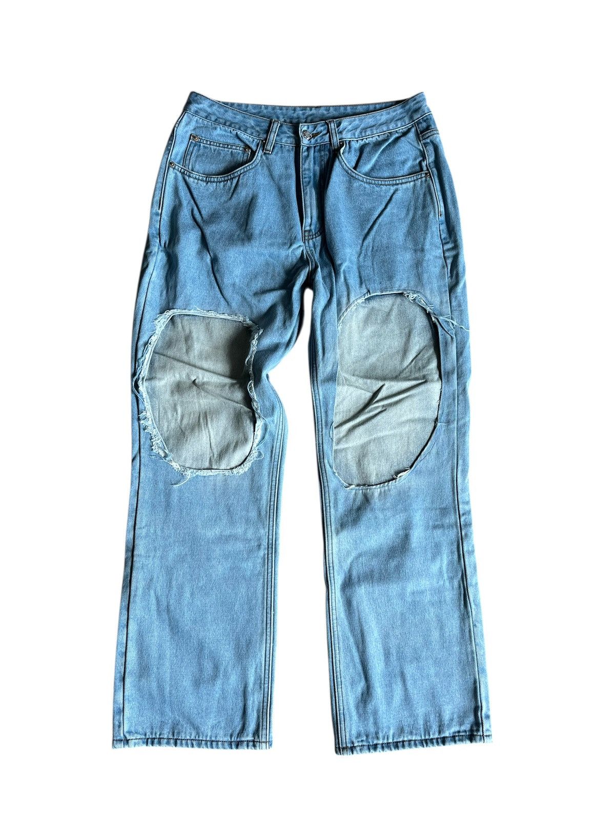 Japanese Brand × Vetements Vetements style double layer blowout knee denim Size US 31 - 1 Thumbnail