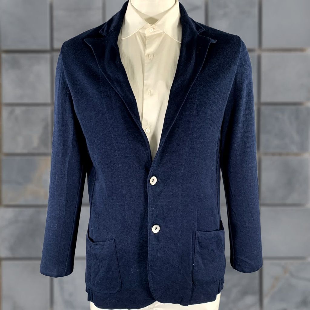 Lardini LARDINI Sport Coat Navy Heather Cotton Notch Lapel Size 44 Mens Size US S / EU 44-46 / 1 - 1 Thumbnail