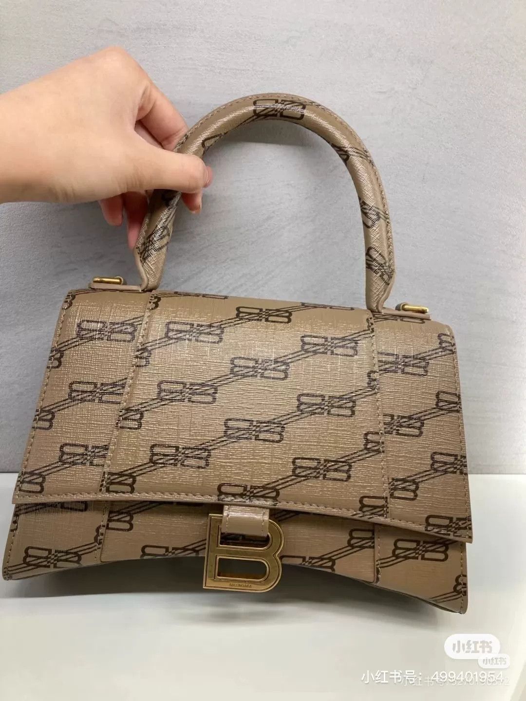 Balenciaga Balenciaga Hourglass Small Brown Monogram Bag Size ONE SIZE - 1 Thumbnail