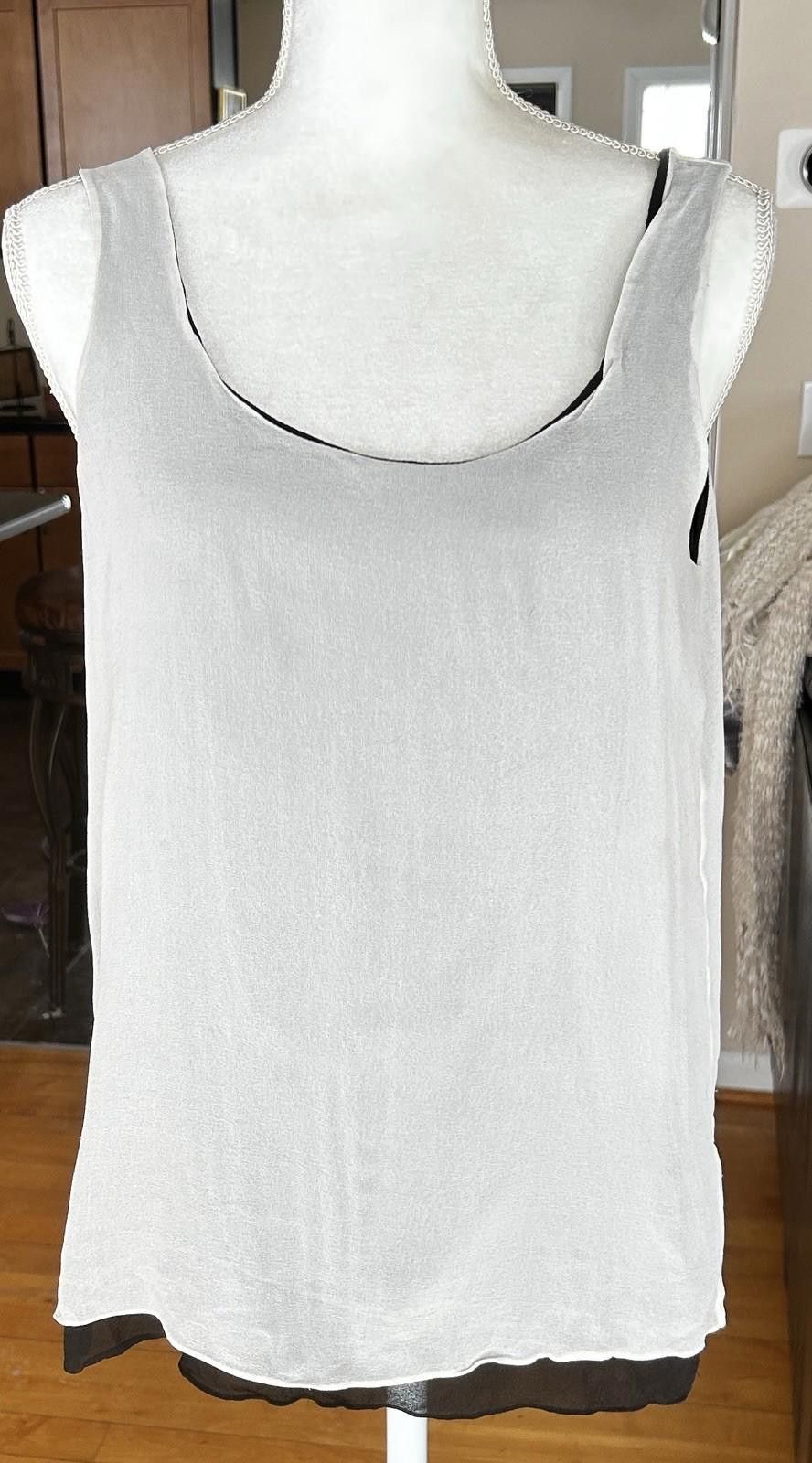 Vince Vince Layered Black Cream 100% Silk Camisole Whimsy Goth L Size L / US 10 / IT 46 - 1 Thumbnail