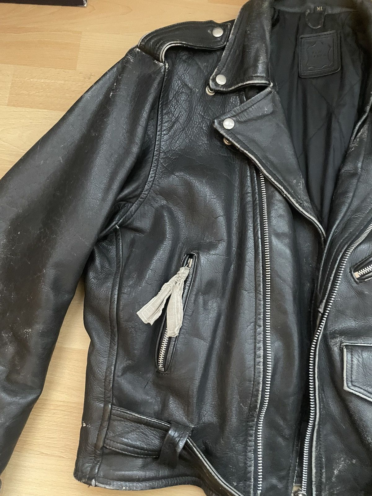 Vintage Vintage Black leather biker Jacket Size US XL / EU 56 / 4 - 6 Thumbnail