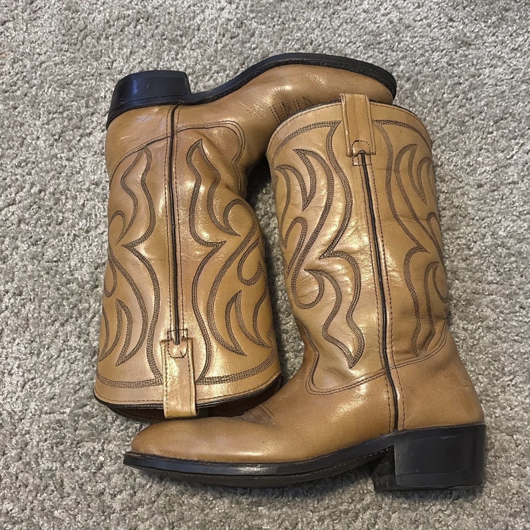 Vintage VINTAGE Iron Age Safety Toe Cowboy Boots Brown Tan Leather Western Boots Men 7 1/2 D Size US 7 / EU 40 - 2 Thumbnail