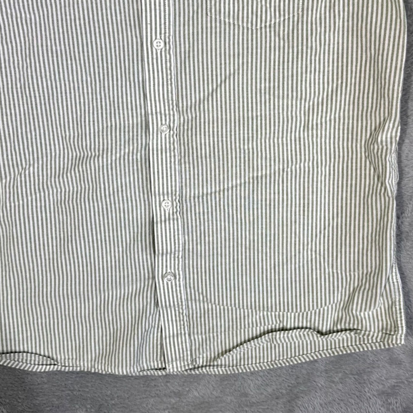 Vintage G.H. Bass & Co Shirt Men’s Large Green Striped Short Sleeve Button-Down Cotton Size US L / EU 52-54 / 3 - 6 Thumbnail