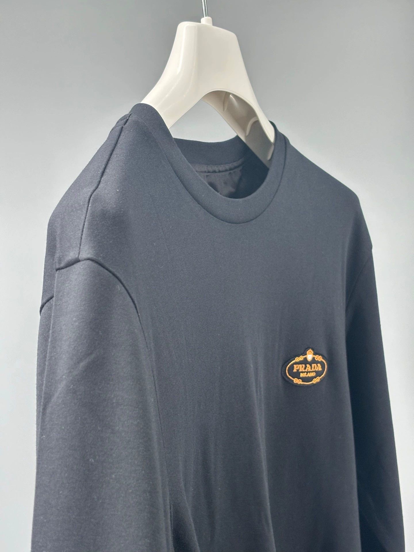 Prada Black Long Sleeve T-Shirt with Embroidery