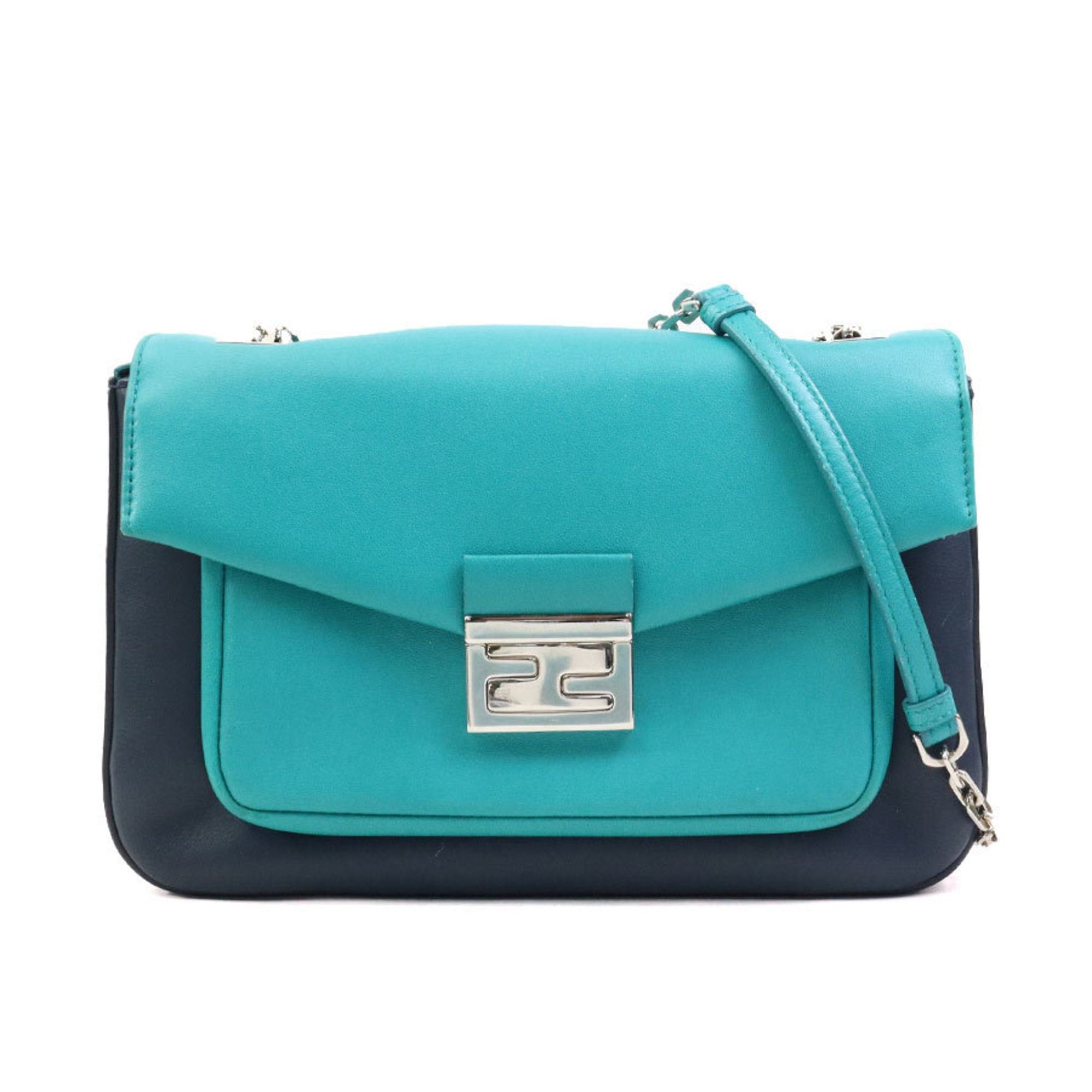 Fendi Fendi Shoulder Bag, Leather, Navy x Green, Women's, 8BR677-W2E 90223a Size ONE SIZE - 1 Thumbnail