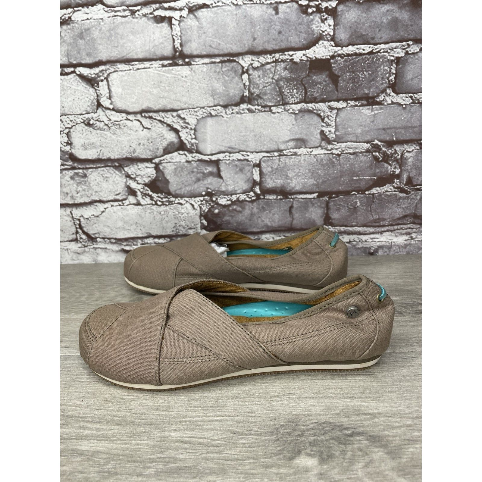 NOZO Mozo Taupe Canvas Fabric Comfort Slip Ballet Flats Shoes Wom Size US 7.5 / IT 37.5 - 14 Thumbnail