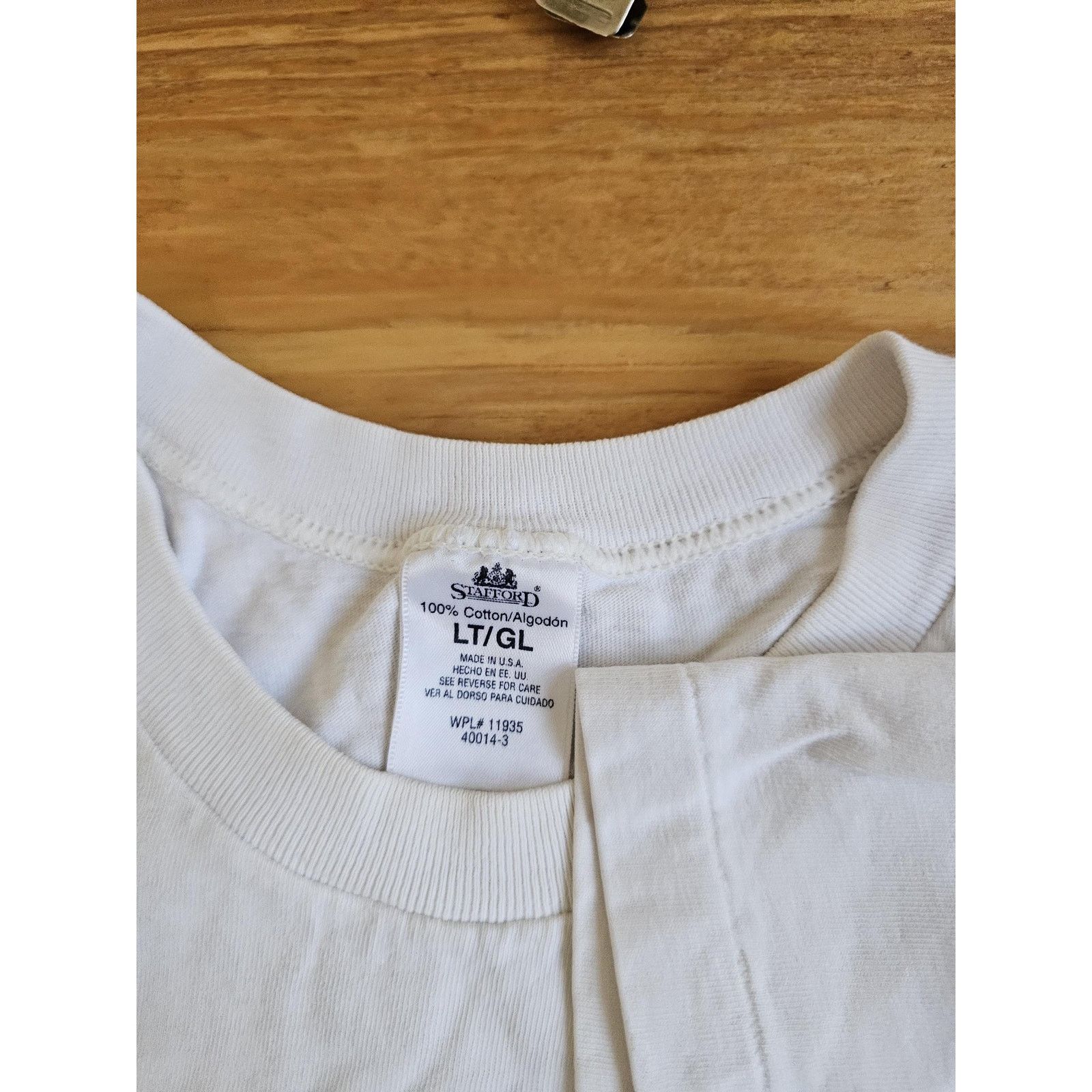 Stafford Stafford Shirt, Blank White Plain, Sz L Tall 1990s Size US L / EU 52-54 / 3 - 3 Thumbnail