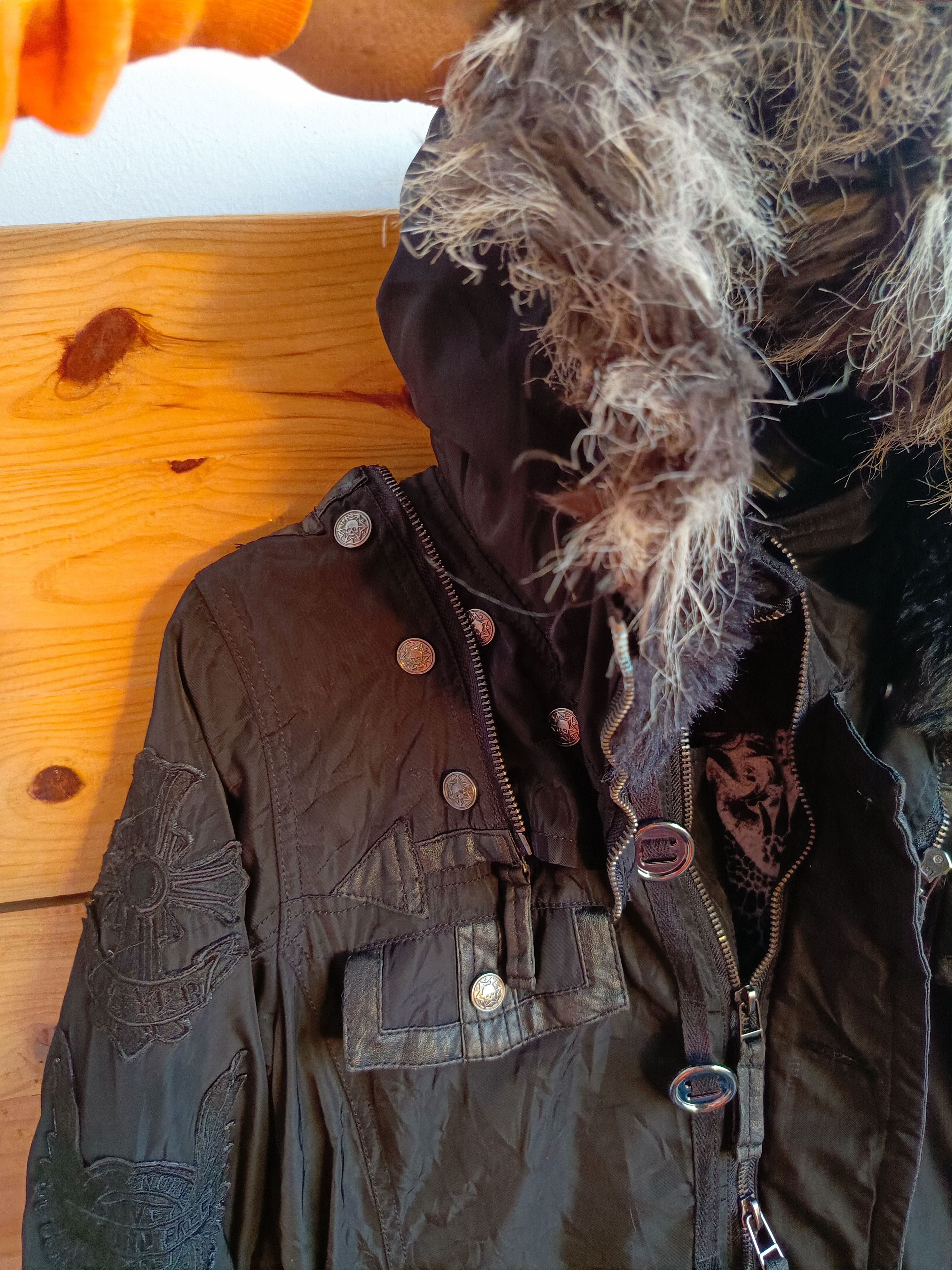 Yasuyuki Ishii Glitz LeatherxParachute BONDAGE FUR HOODED 2 ZIP GOTHIC PUNK Size US M / EU 48-50 / 2 - 10 Thumbnail