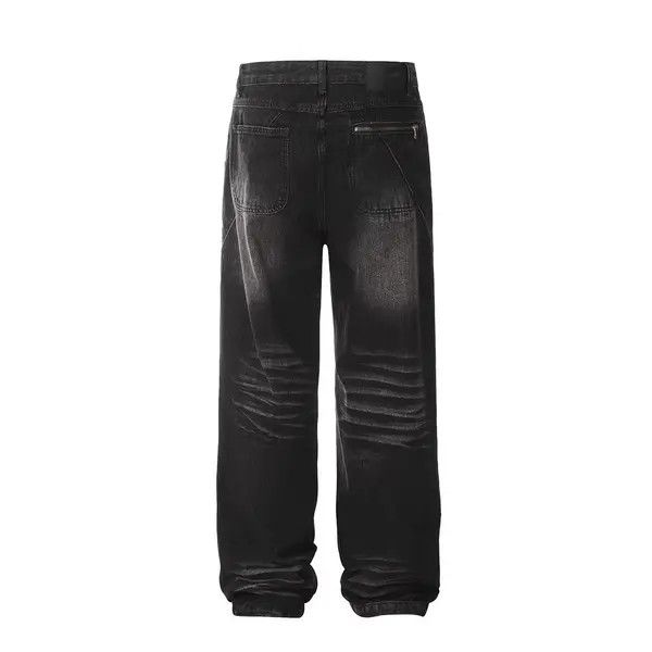 Japanese Brand Distressed loose wide-leg straight-leg casual washed jeans Size US 32 / EU 48 - 3 Thumbnail