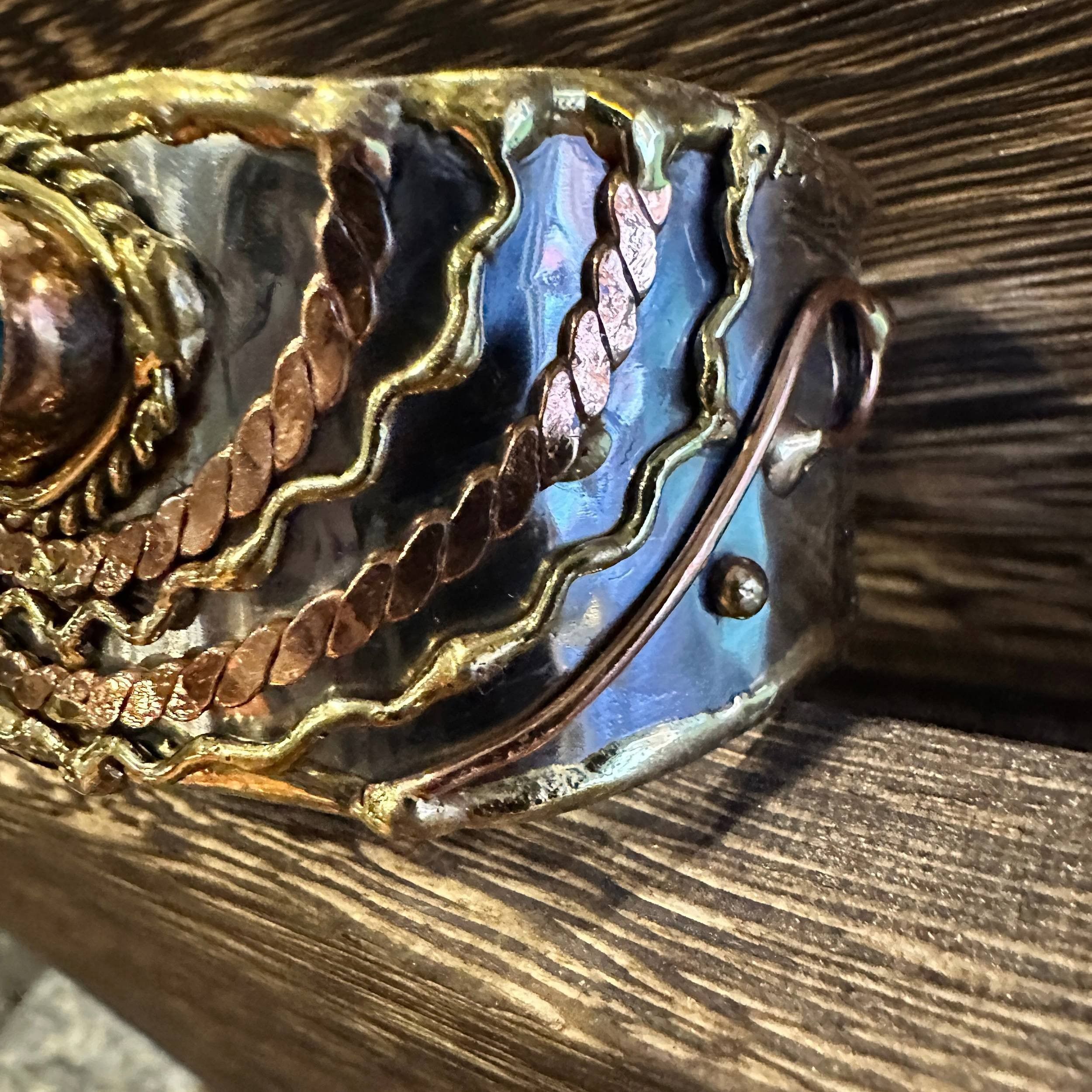 Other Turquoise Stone Cuff Bracelet - Handcrafted Adjustable Desig Size ONE SIZE - 4 Thumbnail