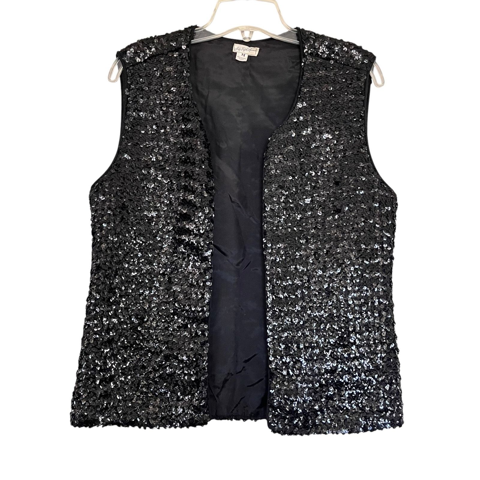 Saks Fifth Avenue Saks Fifth Avenue Vintage Black Sequin Embellished Vest Size M / US 6-8 / IT 42-44 - 1 Thumbnail