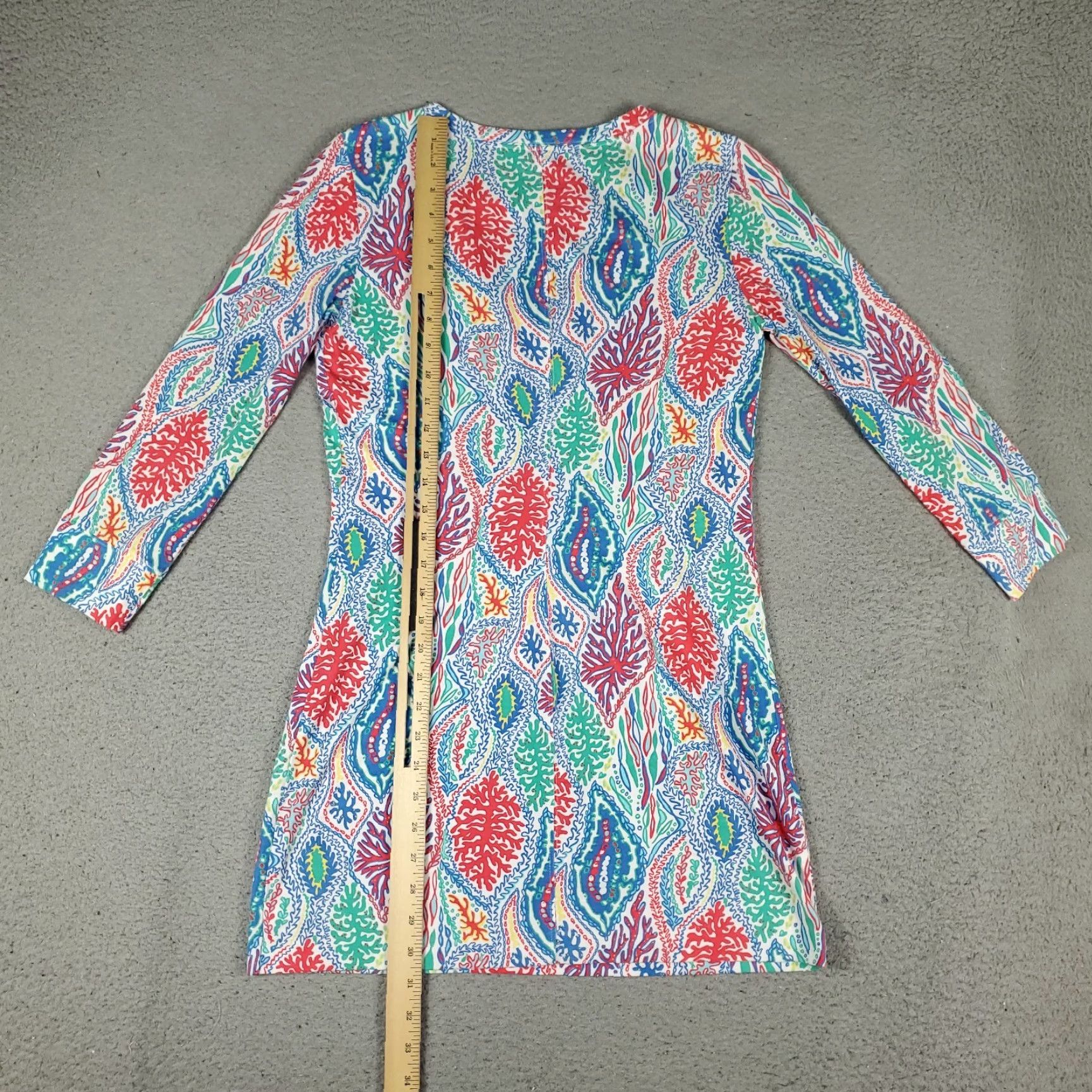 Lilly Pulitzer Lilly Pulitzer Dress Womens Small Blue Minnow V-Neck Long Sleeve Shift T-Shirt Dress Casual Formal Party/Cocktail Size S / US 4 / IT 40 - 4 Thumbnail