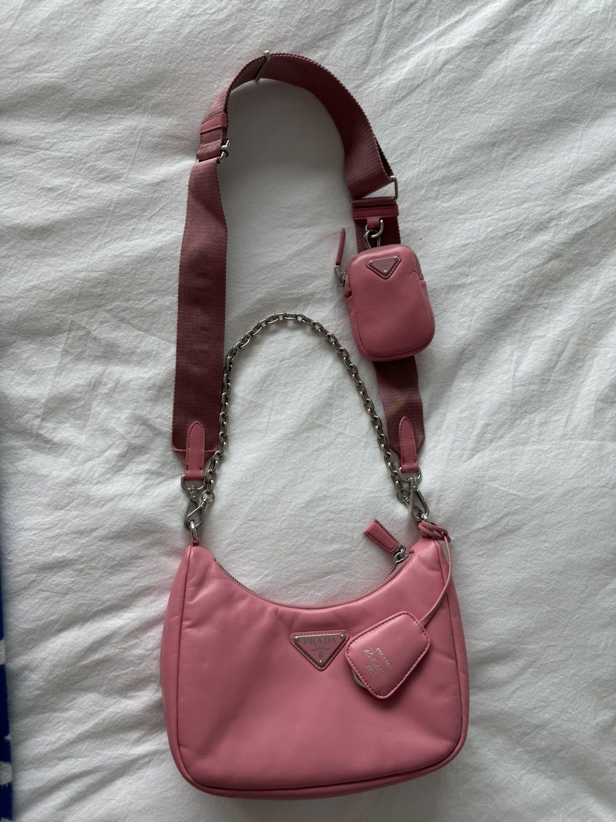 image of Padded Nappa-Leather Prada Re-Edition 2005 in Pink, Women's