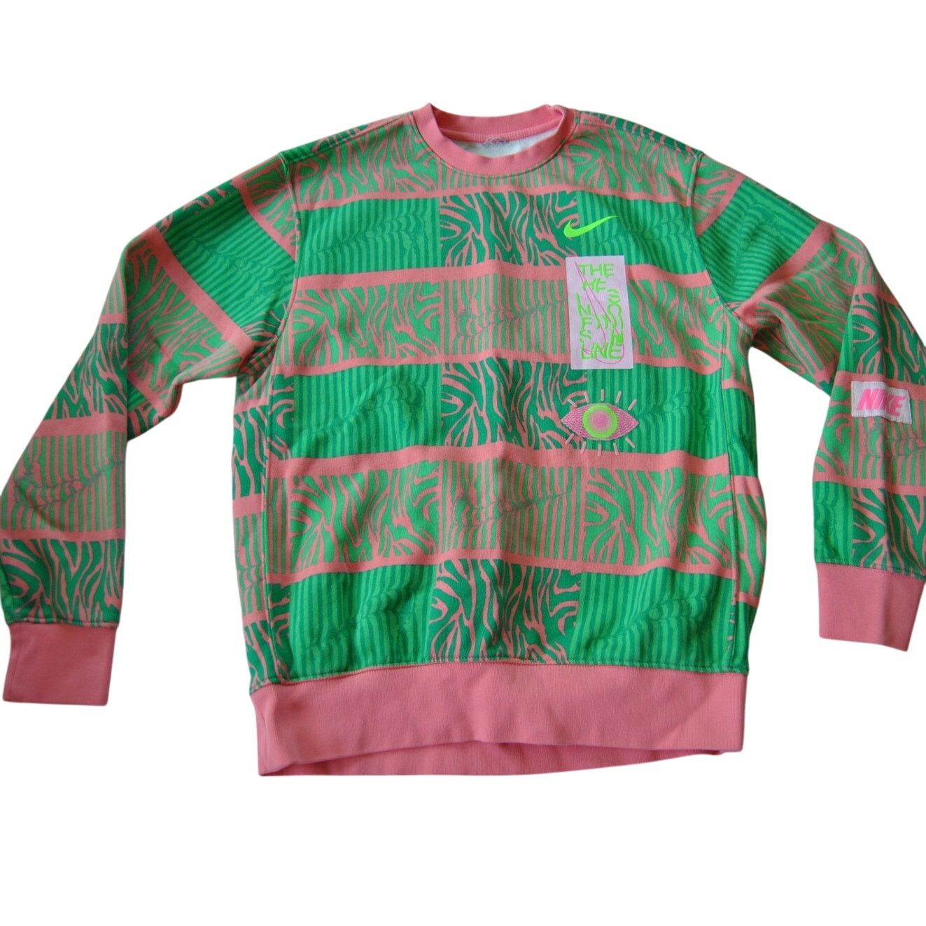 Nike Nike Club Pink & Green Trippy Safari Geo Sweater M/L Size US M / EU 48-50 / 2 - 1 Thumbnail