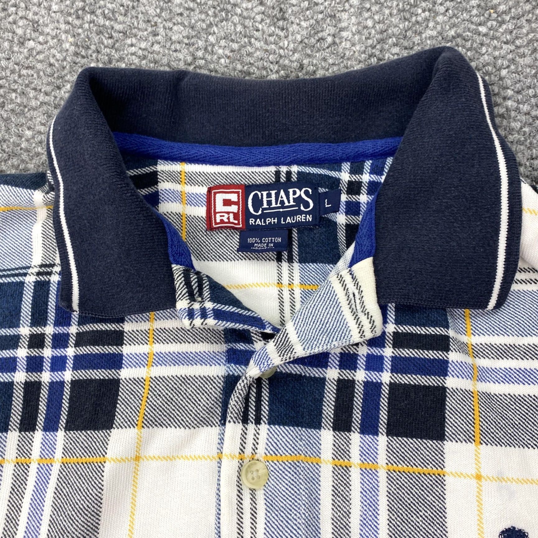 Chaps VINTAGE Chaps Ralph Lauren Polo Shirt Mens Large Blue Plaid Long Sleeve Cotton Size US L / EU 52-54 / 3 - 3 Thumbnail