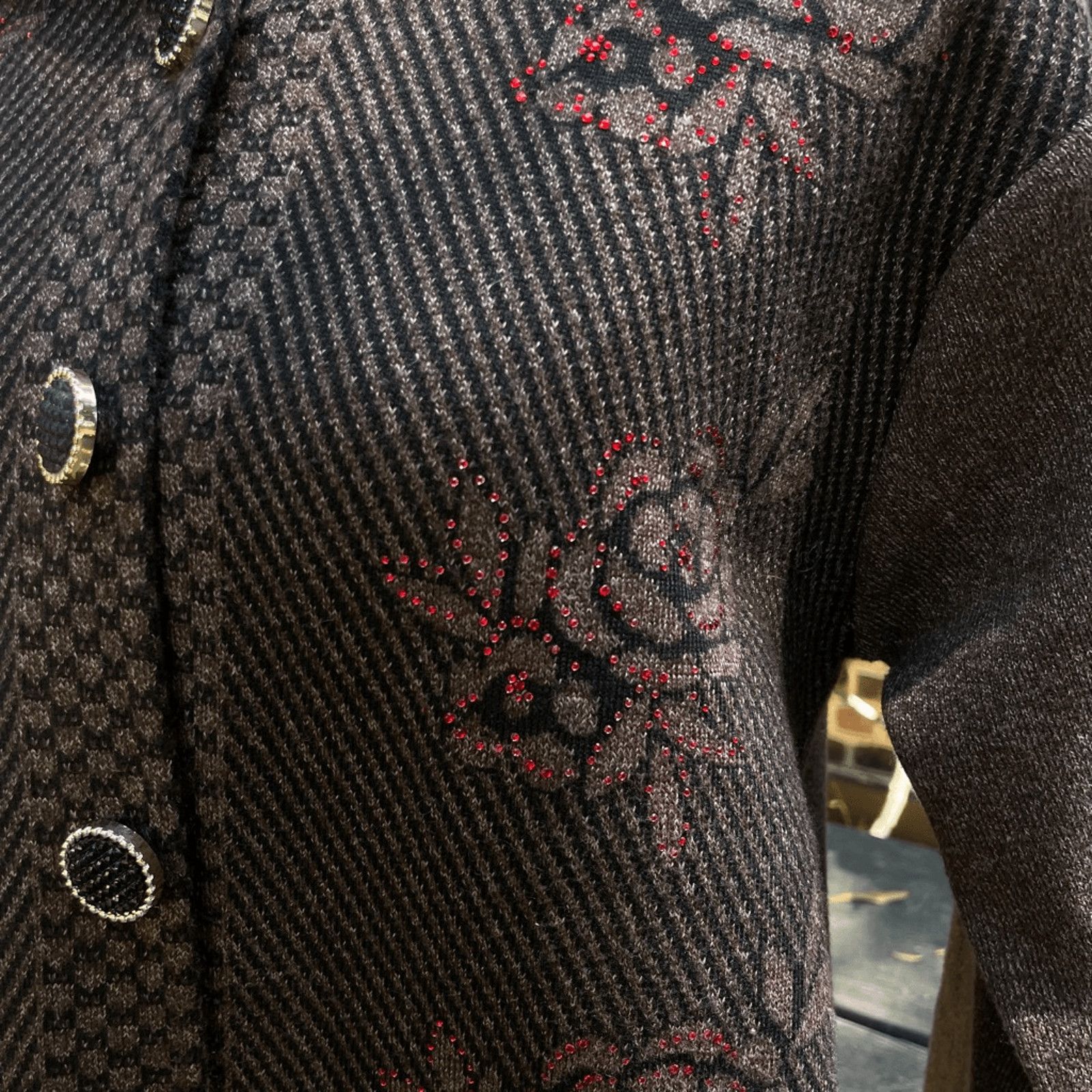 Vintage VTG Floral Jacket | Brown Button Down | 90s Grannycore Size M / US 6-8 / IT 42-44 - 3 Thumbnail