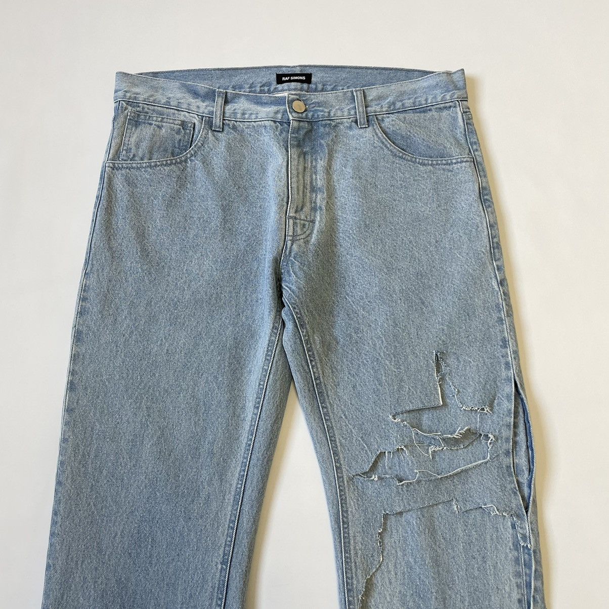 Raf Simons S/S 20 Destroyed Double Layer Jeans Size US 34 / EU 50 - 2 Thumbnail