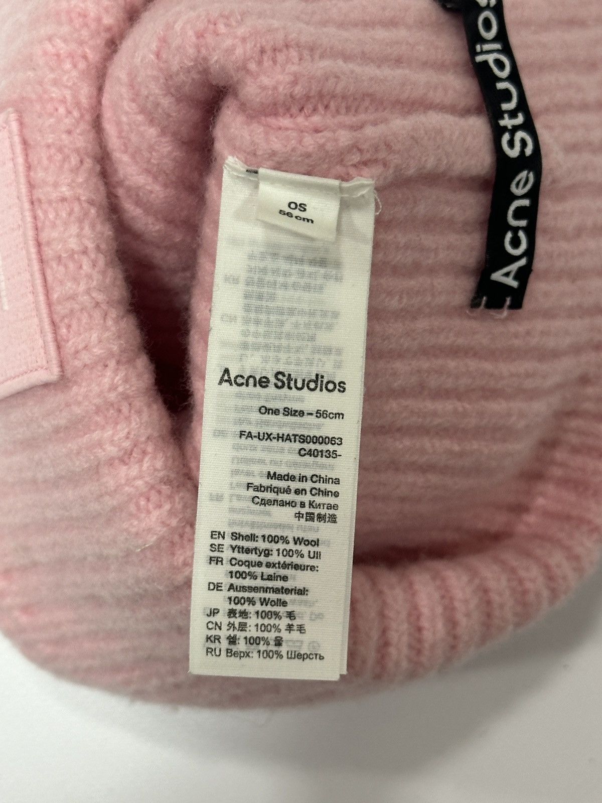 Acne Studios Acne Studios Face Logo Wool Pink Beanie Hat Size 56 cm Size ONE SIZE - 4 Thumbnail