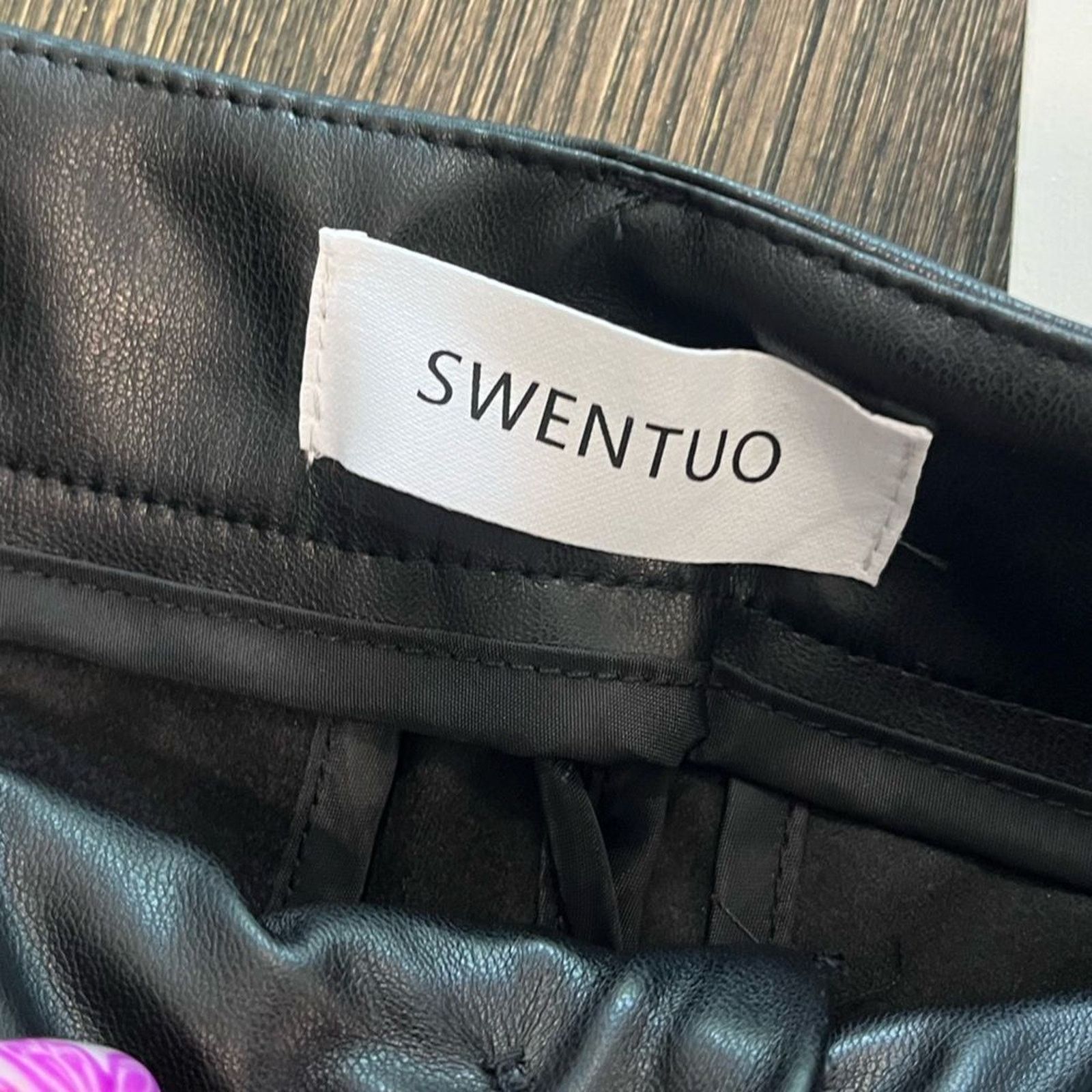 Vintage NWT Swentuo Roseyleia Faux Leather Black Pant Size 3 Size 28" / US 6 / IT 42 - 7 Thumbnail