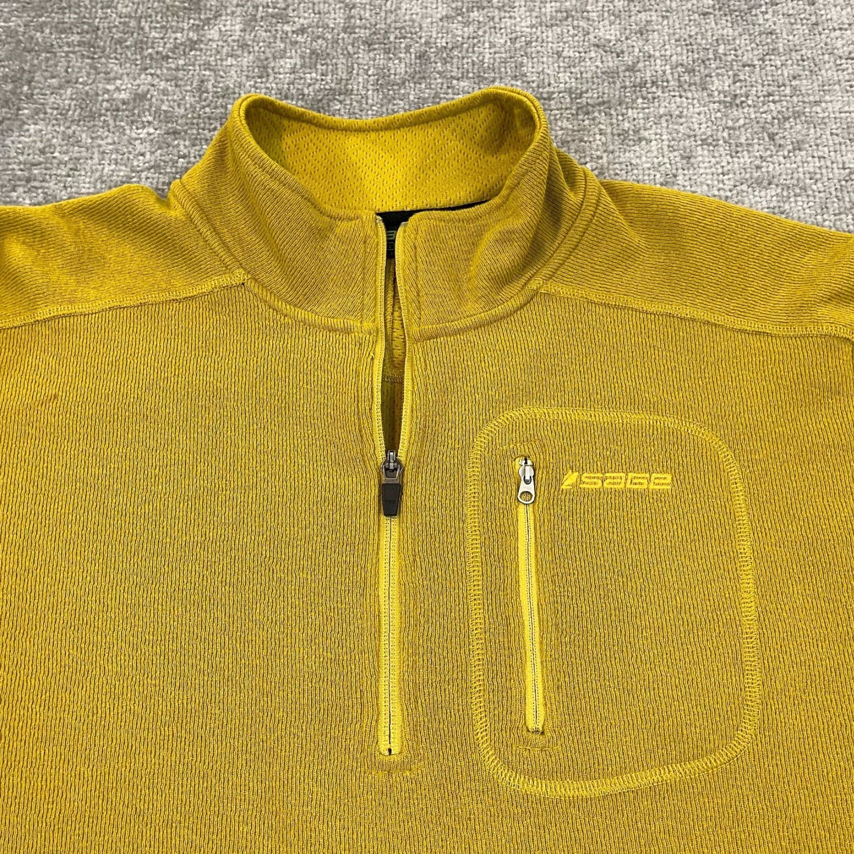 Vintage SAGE Sweater Mens Large Yellow 1/4 Zip Pullover Jacket Fishing Outdoor Hike Size US L / EU 52-54 / 3 - 2 Thumbnail