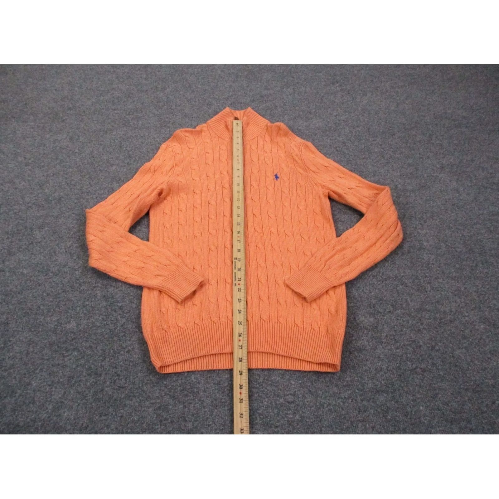 Polo Ralph Lauren Polo Ralph Lauren Sweater Mens S Orange Silk Pullover Fisherman Pony Cable Knit Henley Pullover 1/4 Zip Thermal Casual Size US S / EU 44-46 / 1 - 3 Thumbnail
