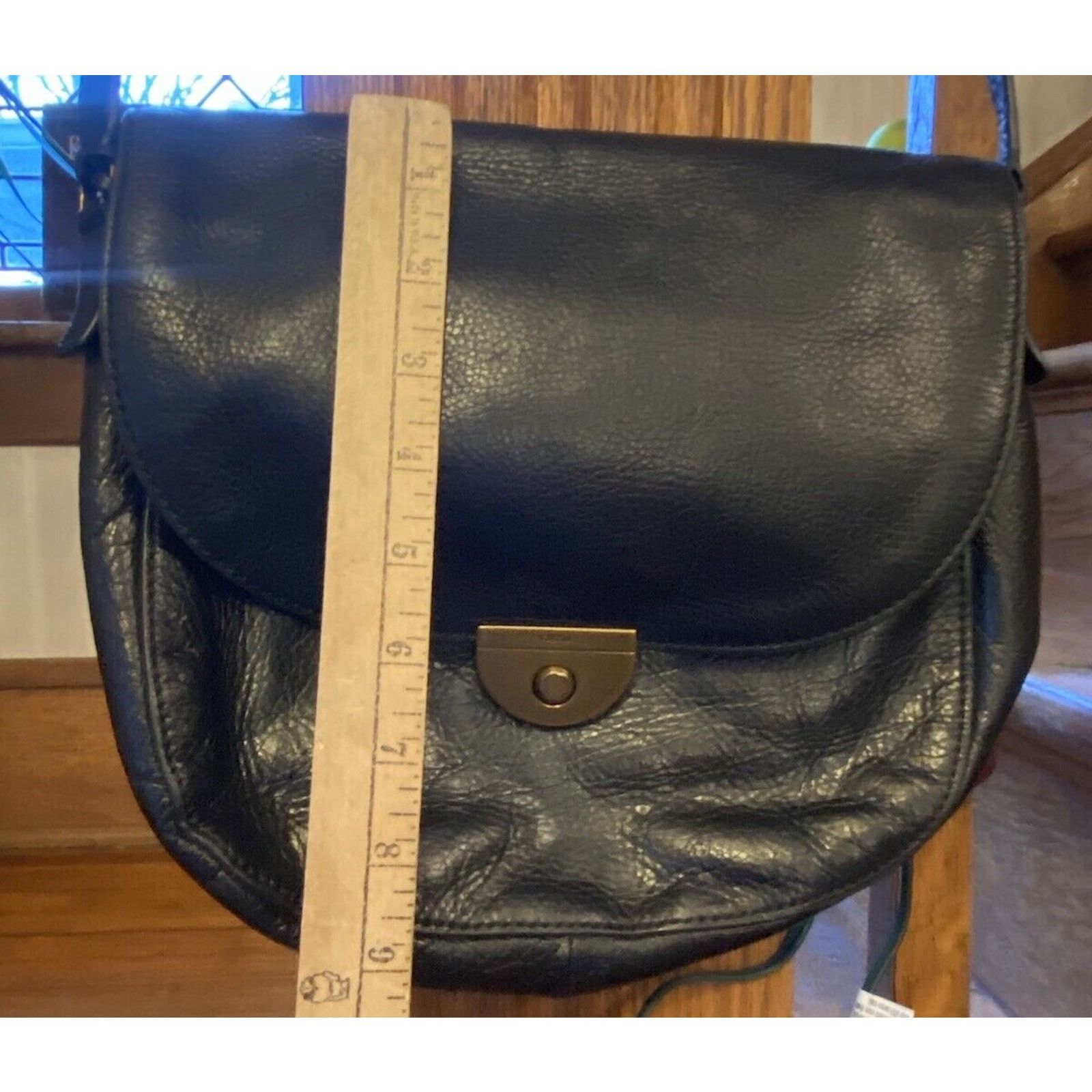 Fossil VTG Fossil Saddle Flap Soft Leather Bag Womens Handbag Black Size ONE SIZE - 9 Thumbnail