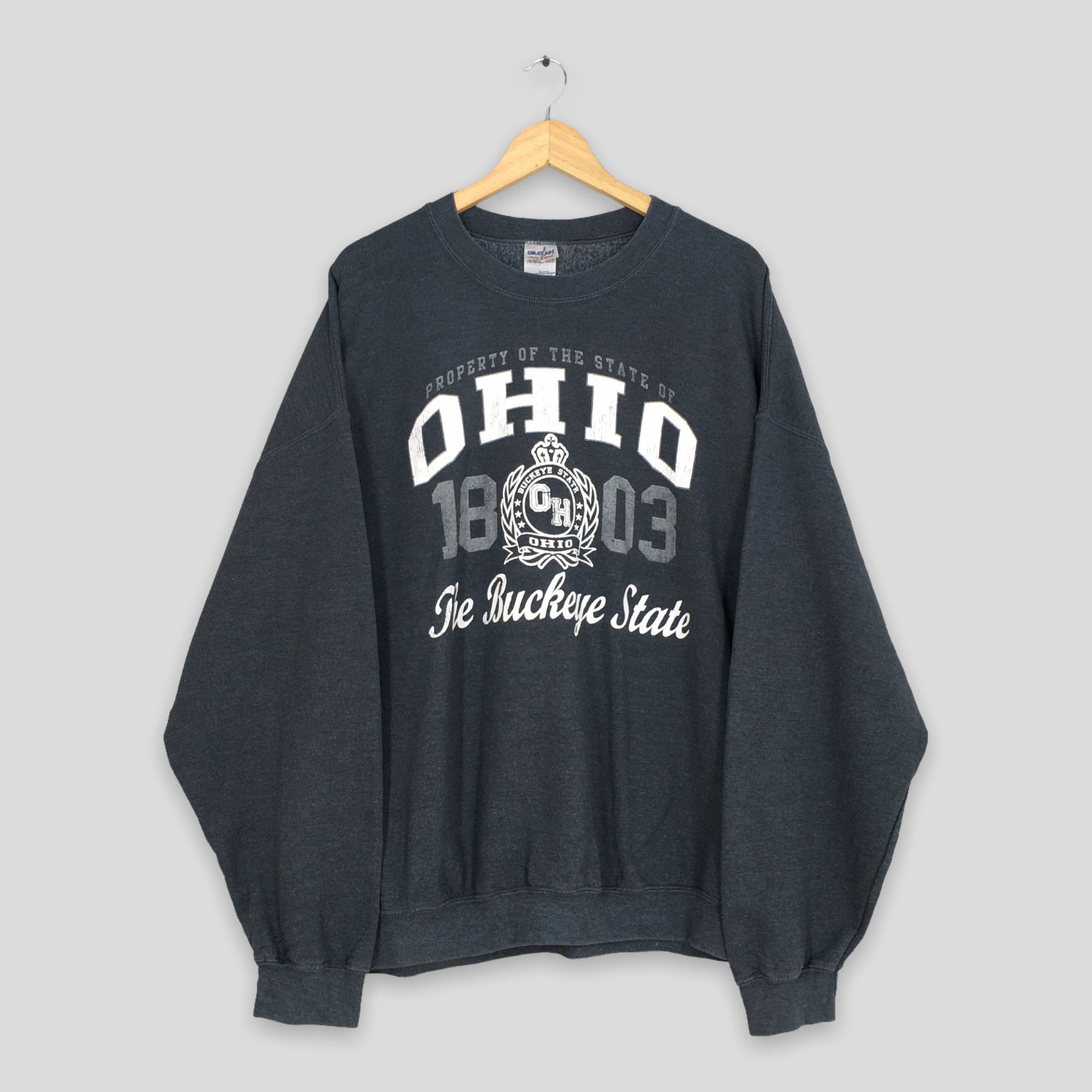 Gildan × NCAA Vintage 90's Buckeyes Ohio State Gray Sweater XXLarge Size US XXL / EU 58 / 5 - 1 Thumbnail