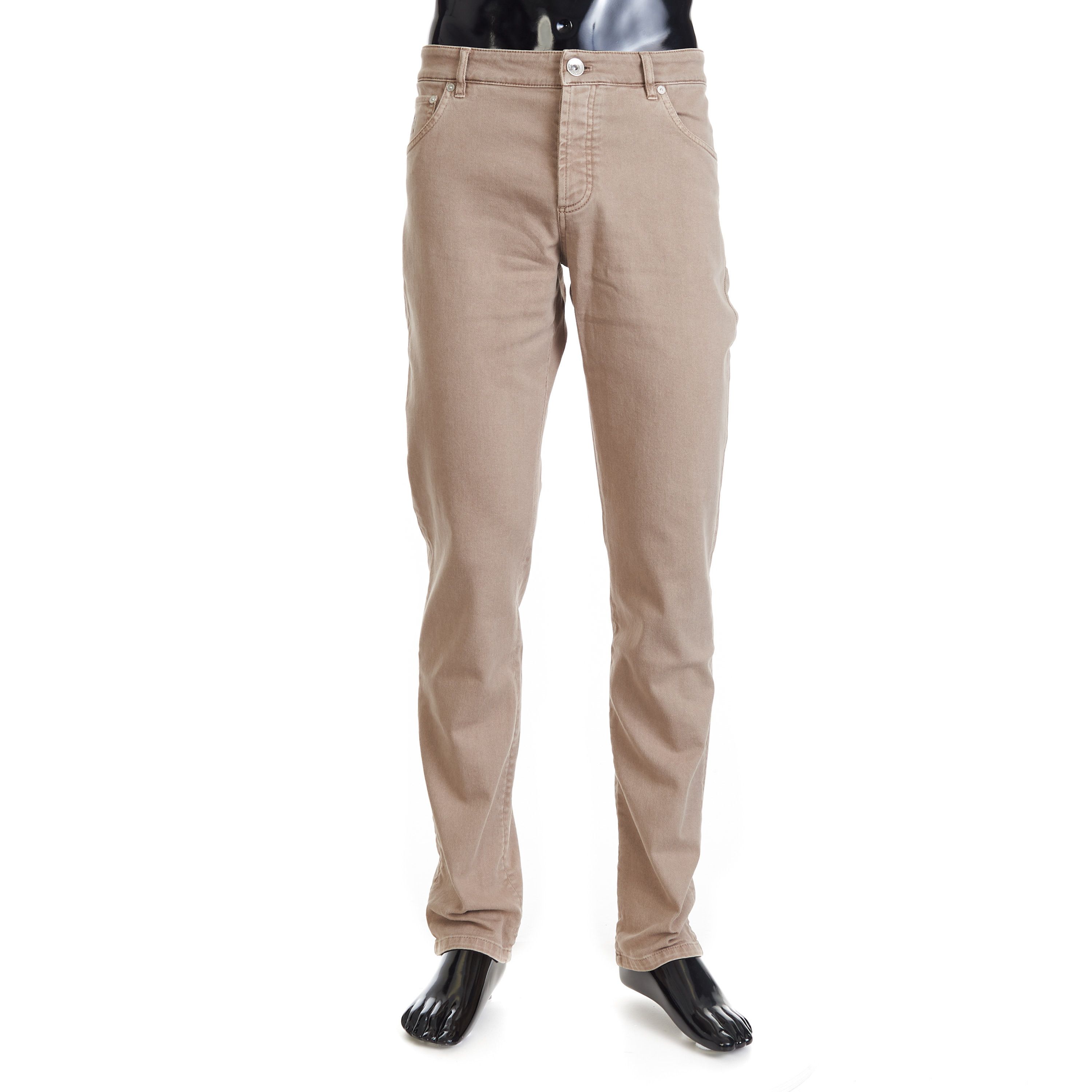 Brunello Cucinelli Light Brown Stretch Denim Trousers - Slim Fit, Five-Pocket Size US 40 / EU 56 - 1 Thumbnail