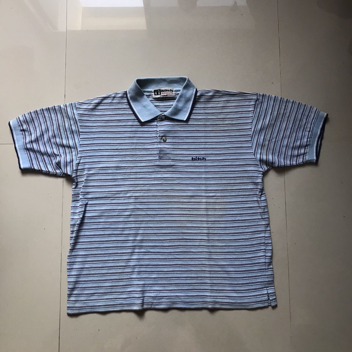 Hook-Ups × Hysteric Glamour Vintage 90s Bitch Skateboards Polo Shirt Stripe blue colar Size US M / EU 48-50 / 2 - 4 Thumbnail