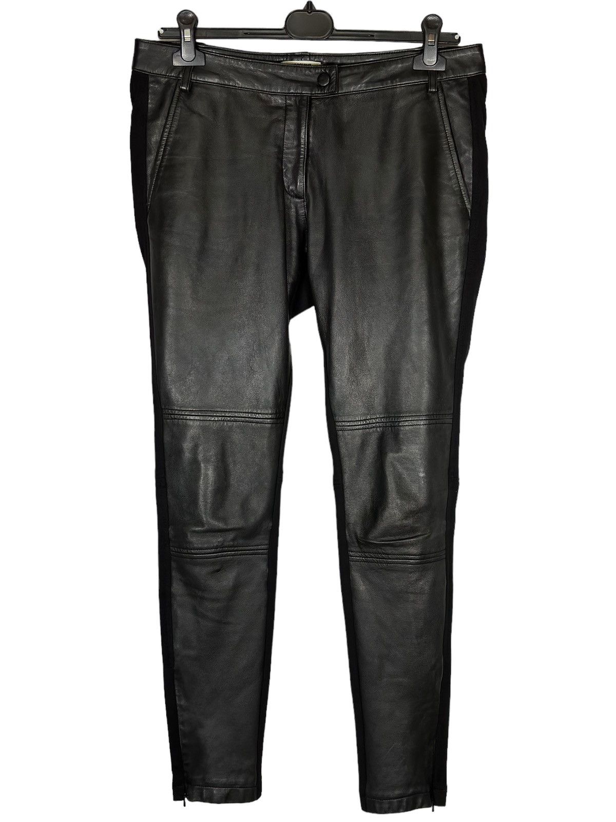 image of Moschino Leather Black Leggings Women's Trousers (Size 28)