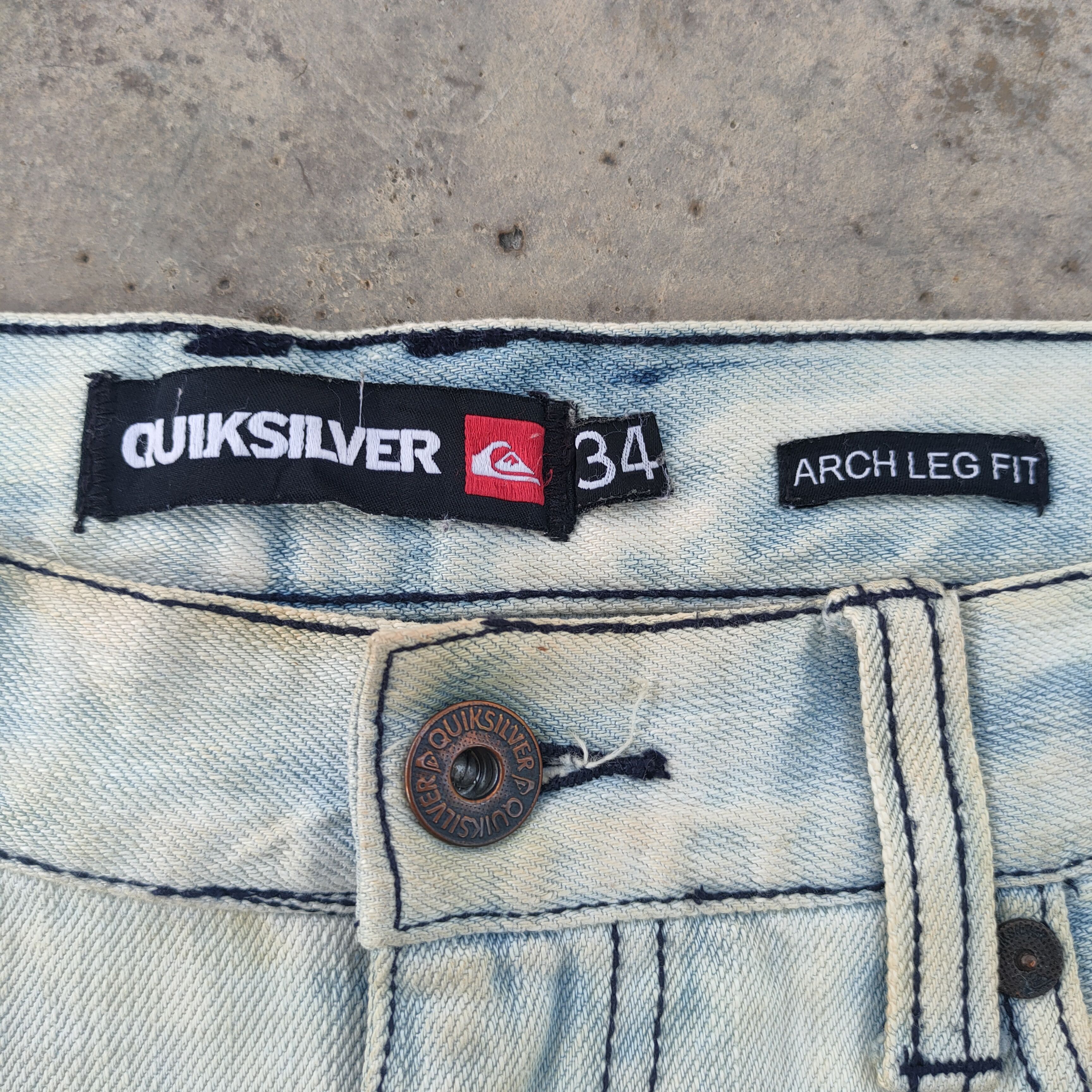 Quiksilver VINTAGE QUICKSILVER RUSTY WHITE YELLOW FADED DENIM JEANS Size US 36 / EU 52 - 6 Thumbnail