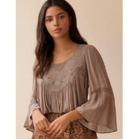 Other Ultra Pink Taupe L Blouse – Lightweight Boho Lace Cottagecor Size L / US 10 / IT 46 - 12 Thumbnail
