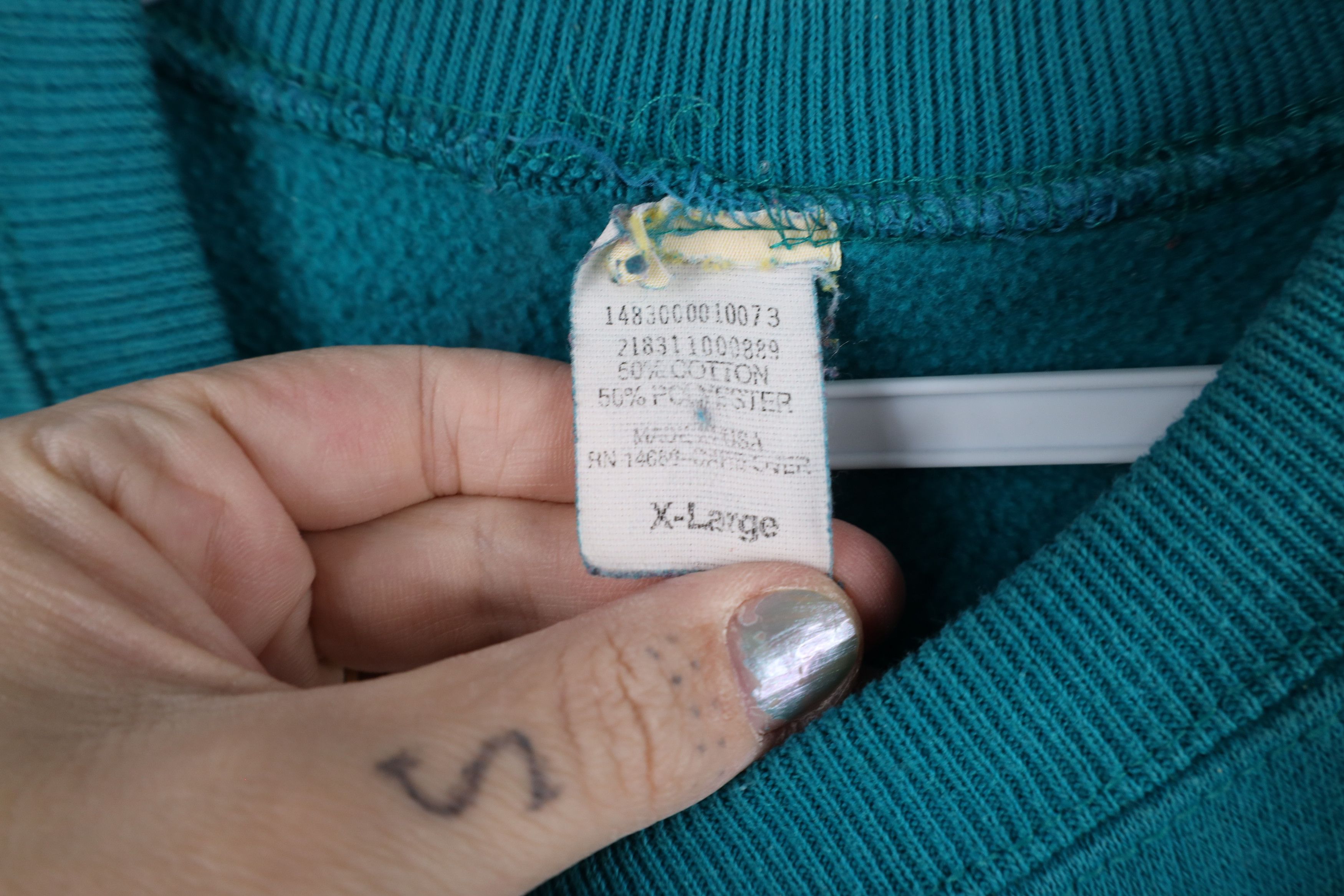 Vintage Vintage 80s 90s Streetwear Raglan Sweatshirt Teal USAVi Size US XL / EU 56 / 4 - 5 Thumbnail