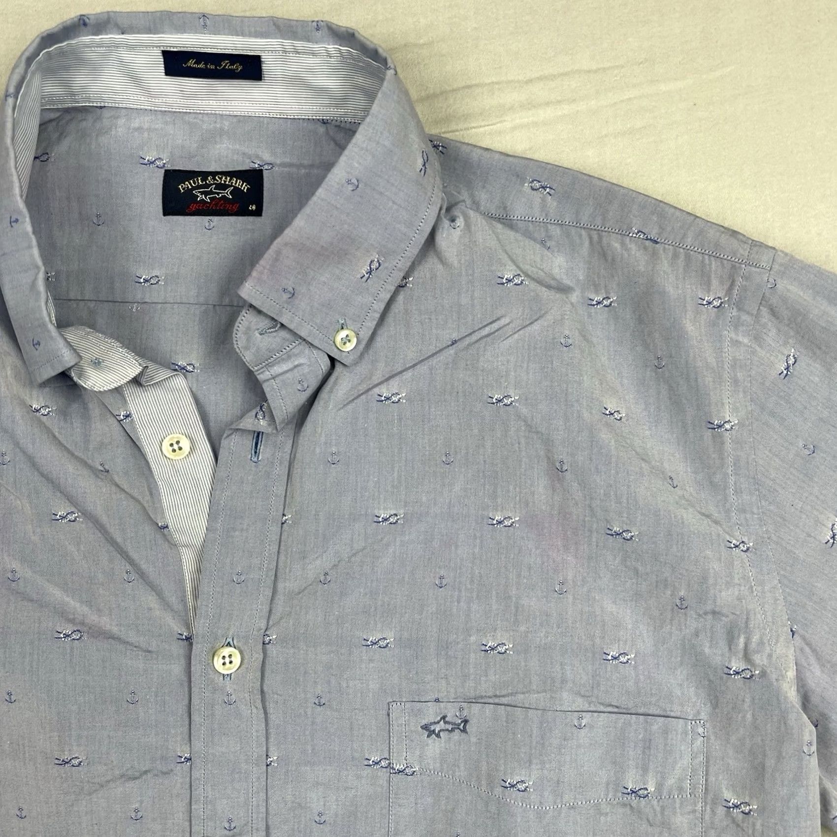 Paul & Shark Paul & Shark Shirt Men 40 Fits Medium Button-Down Pocket Knots Outdoor Yachting Blue Size US L / EU 52-54 / 3 - 6 Thumbnail