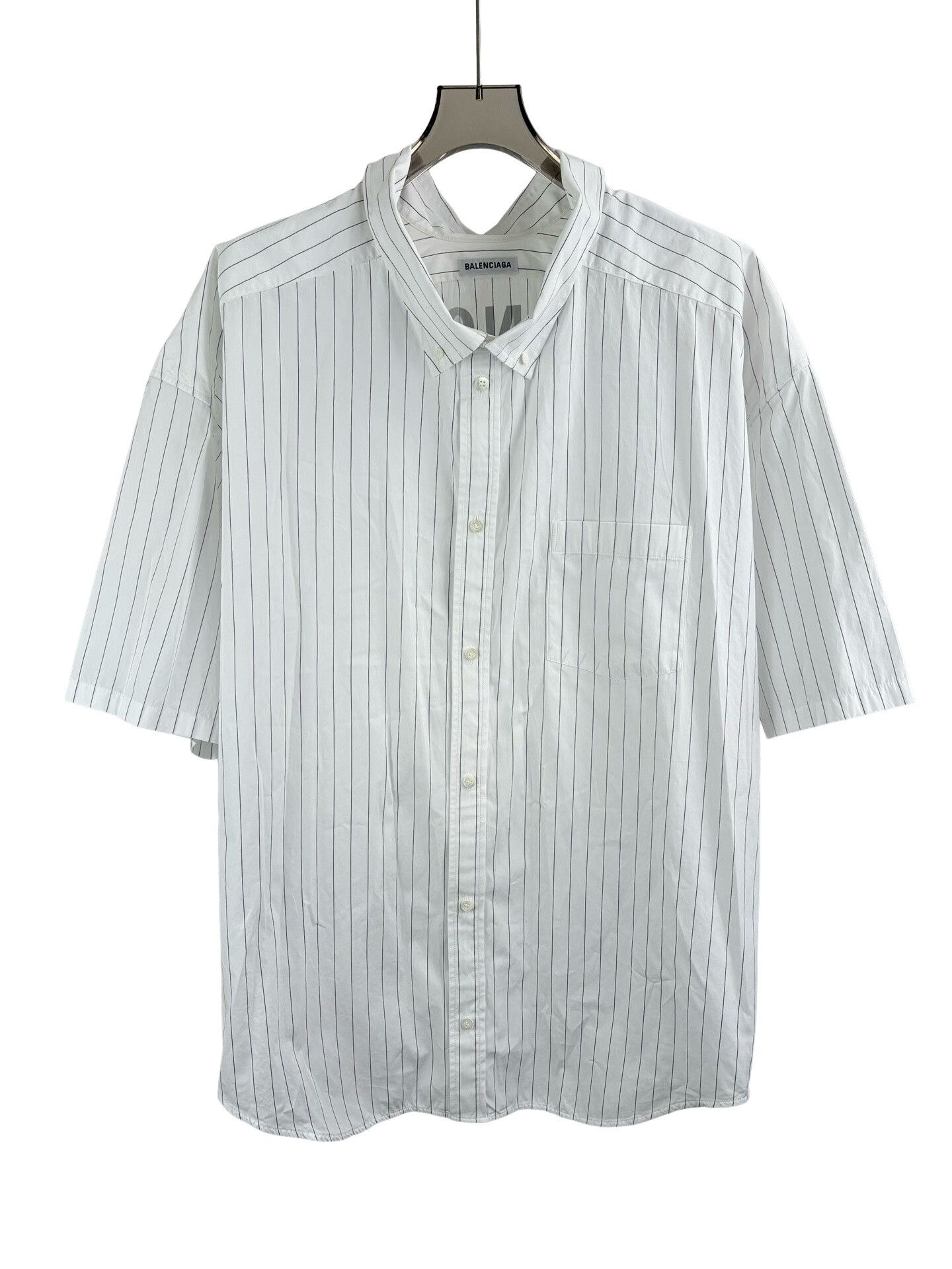 Balenciaga Balenciaga Striped Back Logo Short Sleeve Shirt 34 Size XS / US 0-2 / IT 36-38 - 1 Thumbnail