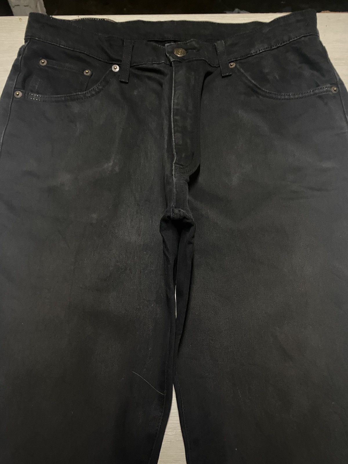 Edwin Vintage Edwin 403 W Flex Black Denim Distressed Loose Jeans Size US 31 - 3 Thumbnail