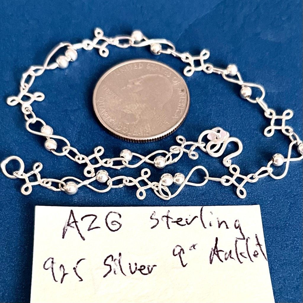 AZG Darling Sterling 925 Silver 9” Anklet