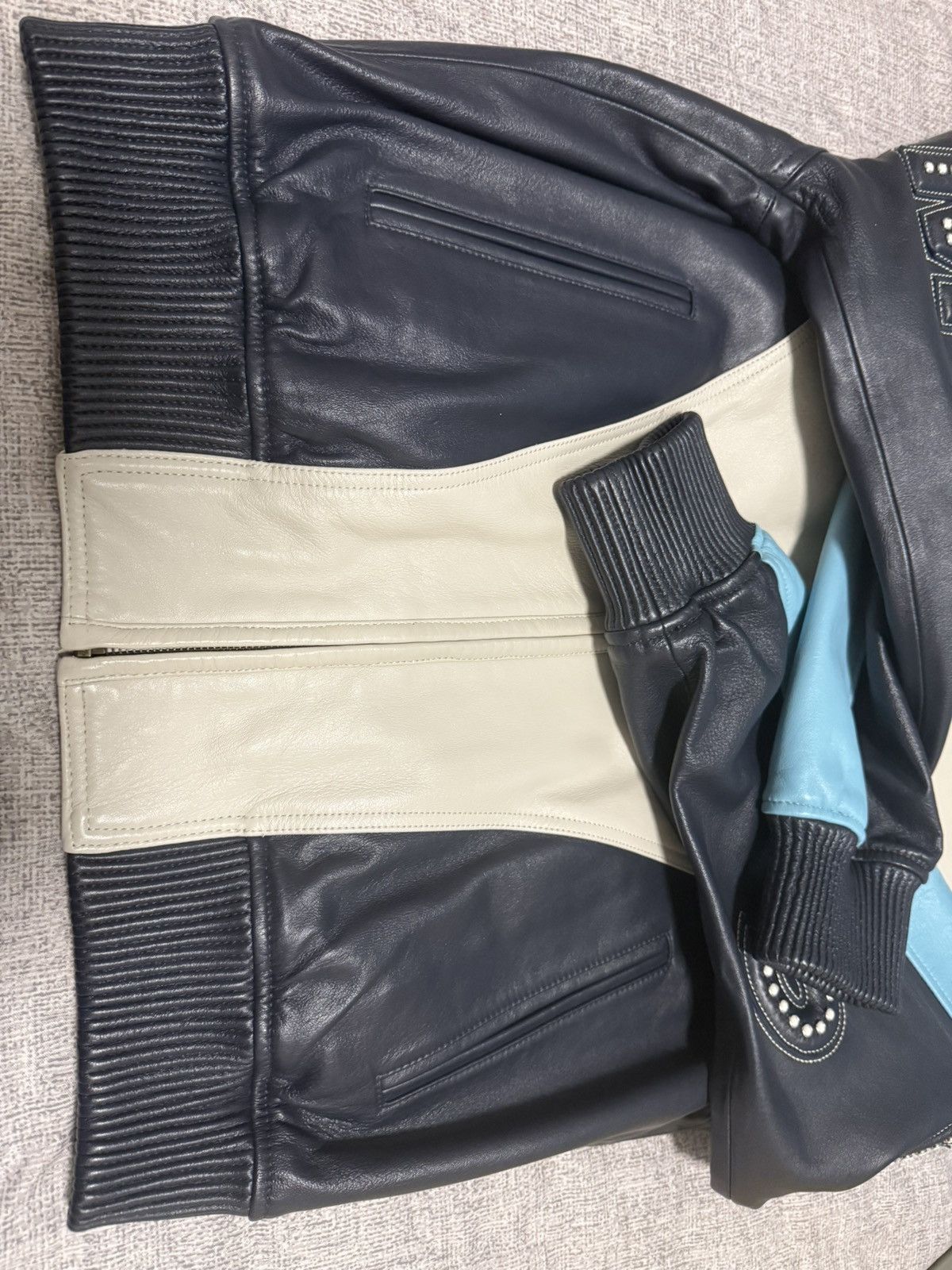 Supreme Supreme studded arc logo leather jacket White blue Size US M / EU 48-50 / 2 - 8 Thumbnail