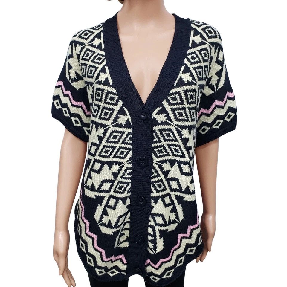 Other POL Poncho Cardigan Sweater Buttoned Aztec Geometric Pattern Size S / US 4 / IT 40 - 2 Thumbnail
