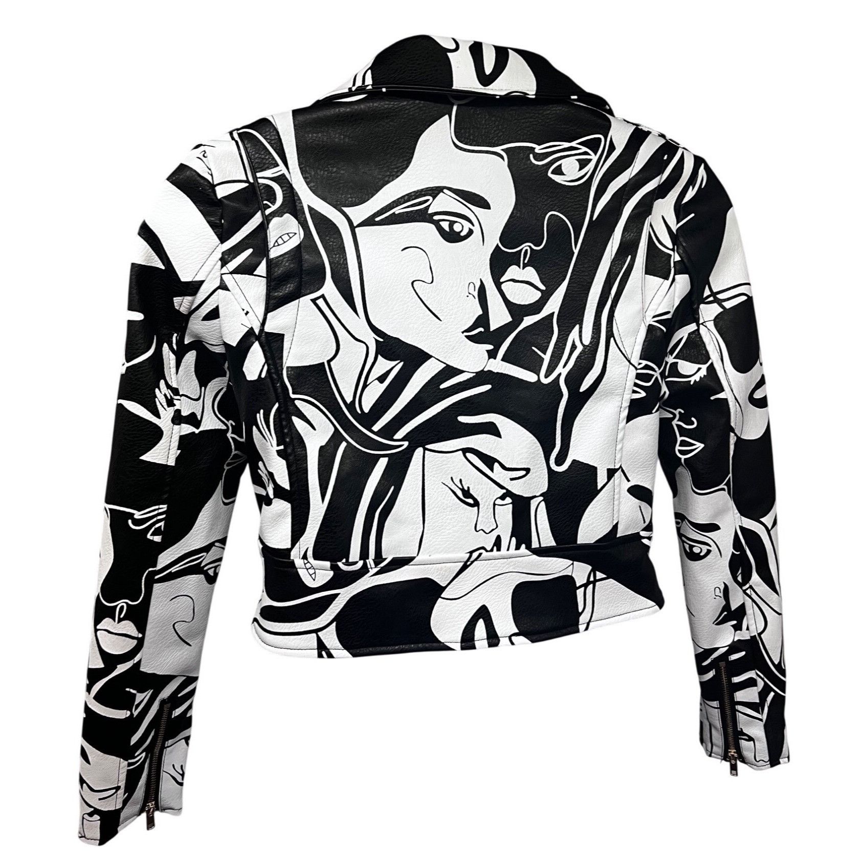 Azalea Wang Azalea Wang Designer Faux Leather Graphic Moto Jacket Size M / US 6-8 / IT 42-44 - 2 Thumbnail